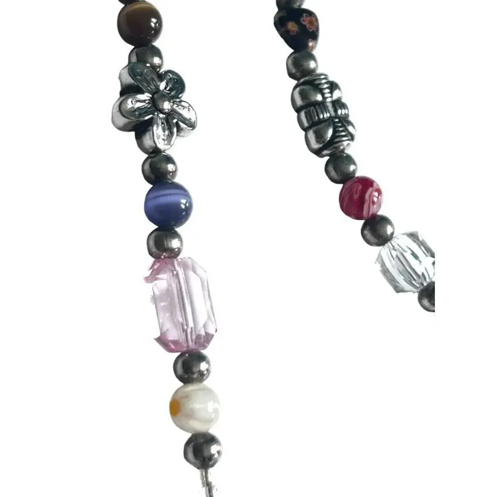 Face Mask Beaded Holder Stap Necklace Metal Flowers
